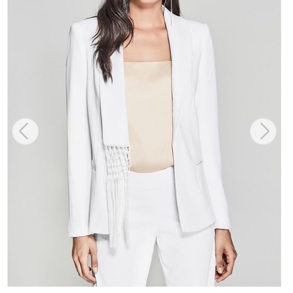 Carlita Fringe Blazer White Jacket Marciano